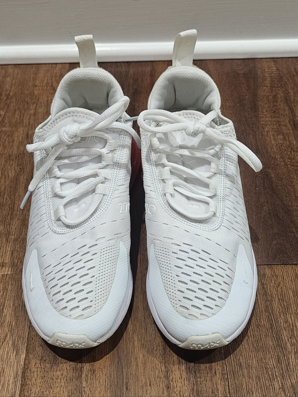 Nike Air Max 270 White Hot Punch Red Crimson Running Sneakers 6.5 - Picture 2 of 4